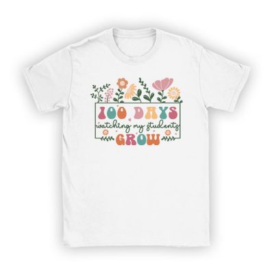 100 Days Growing Boho Flowers Teacher 100th Day of School T-Shirt TS1274