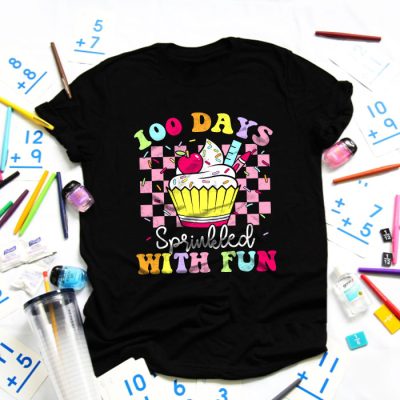 100 Days Sprinkled With Fun Cupcake 100th Day Of School Girl T-Shirt TS1109