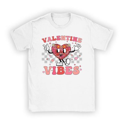 Groovy Checkered Valentine Vibes Valentines Day Girls Womens T-Shirt TS1139