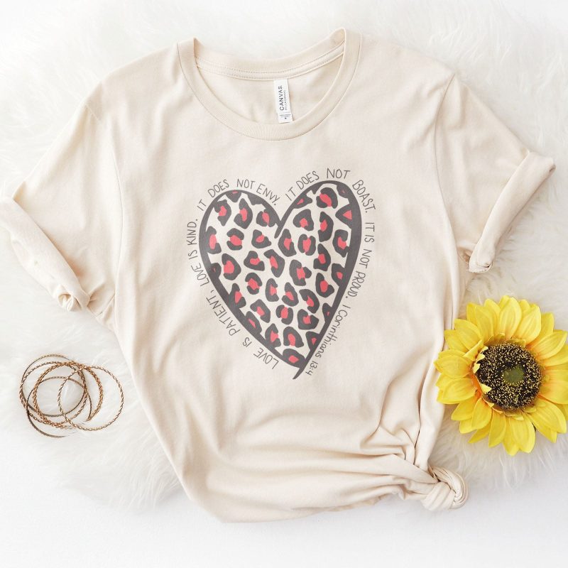 1 Corinthians 13:4 Leopard Heart Unisex T-Shirt