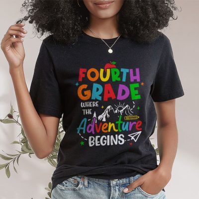 4th Grade Where The Adventure Begins Back To School Teacher Kids T-Shirt