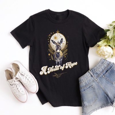 A Thrill of Hope Nativity Donkey Sparkle Unisex T-Shirt