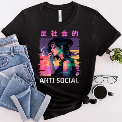 Aesthetic Sad Antisocial Anime Girl Japanese Emo Goth T-Shirt