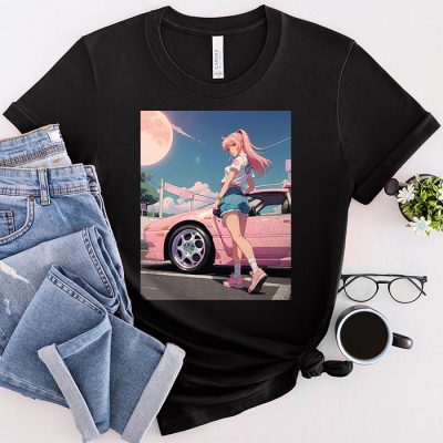 Anime Girl Waifu Japanese Retro 90s Lofi Aesthetic Otaku T-Shirt