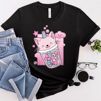 Boba Cat Boba Tea Bubble Tea Kawaii Anime Cat Kawaii Neko T-Shirt