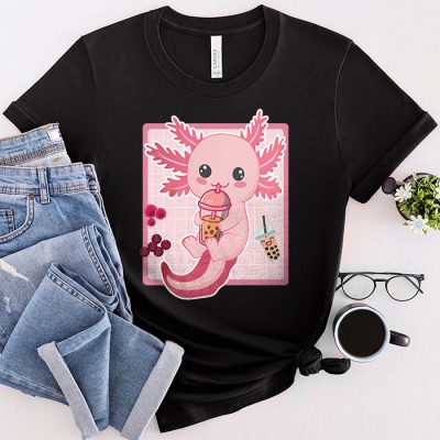 Boba Tea Bubble Tea Milk Tea Anime Axolotl T-Shirt 2