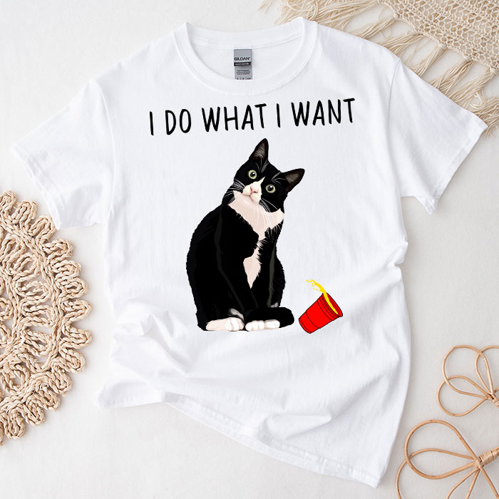 Do What I Want Vintage Black Cat Red Cup Funny My Cat T-Shirt 2