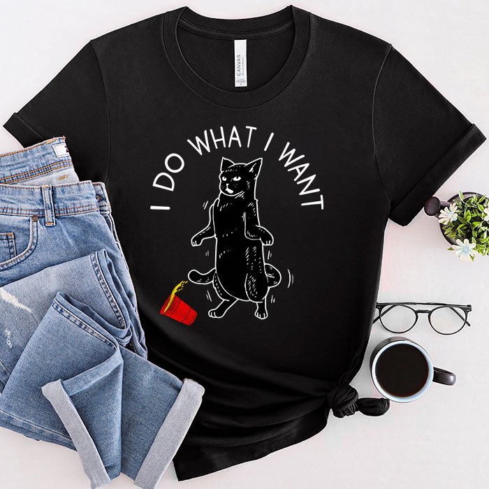 Do What I Want Vintage Black Cat Red Cup Funny My Cat T-Shirt