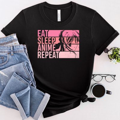 Eat Sleep Anime Gaming Repeat Kawaii Otaku Anime Manga T-Shirt