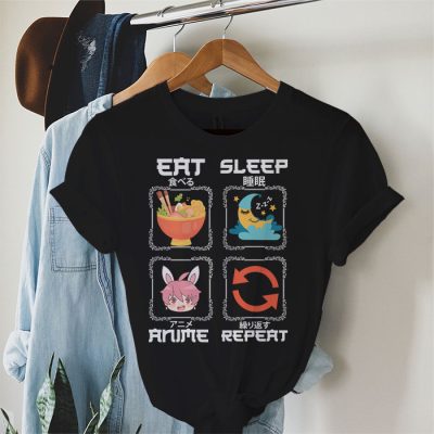 Eat Sleep Anime Gaming Repeat Kawaii Otaku Anime Manga T-Shirt