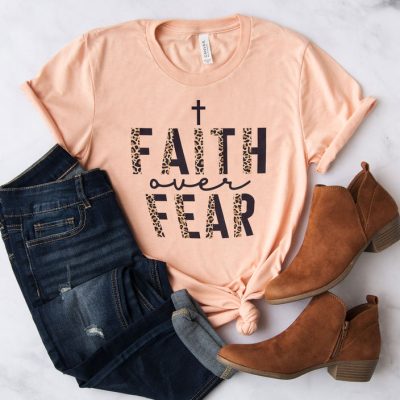 Faith Over Fear Half Leopard Black Unisex T-Shirt