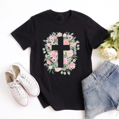 Floral Cross Silhouette Unisex T-Shirt