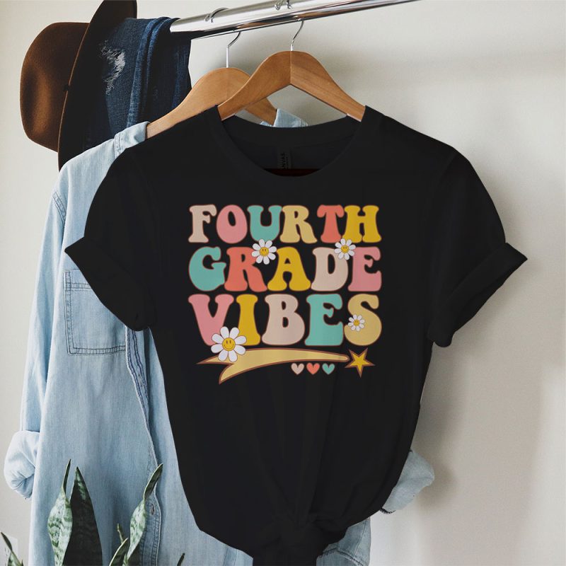 Fourth Grade Vibes - 4th Grade Team Retro 1st Day Of School T-Shirt