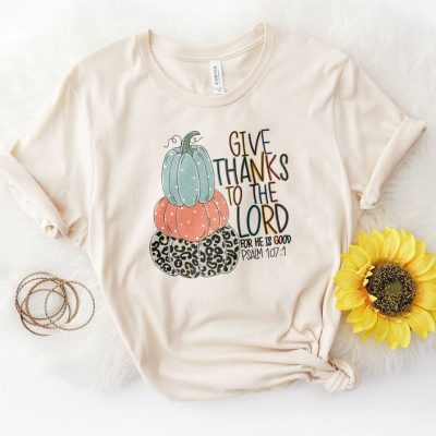 Give Thanks - Psalm 107:1 Pumpkin Unisex T-Shirt