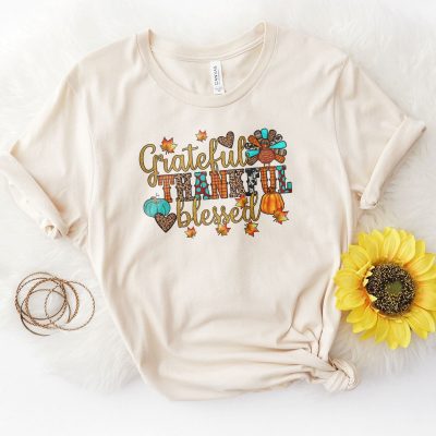 Grateful Thankful Blessed Thanksgiving Unisex T-Shirt