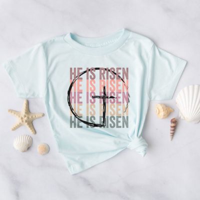 He Is Risen Stacked Easter Rainbow Unisex T-Shirt