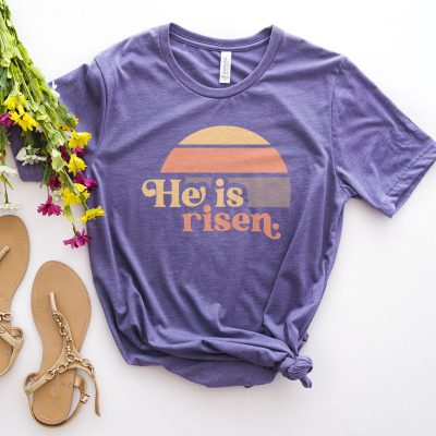 He is Risen Retro Sunset Unisex T-Shirt