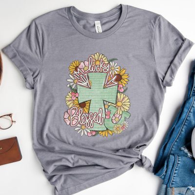 I'm Not Lucky I'm Blessed Floral Cross Unisex T-Shirt