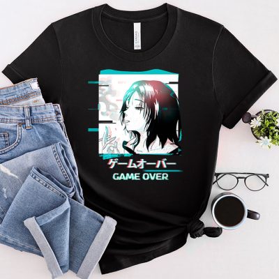 Japanese Vaporwave Sad Anime Girl Game Over Indie Aesthetic T-Shirt