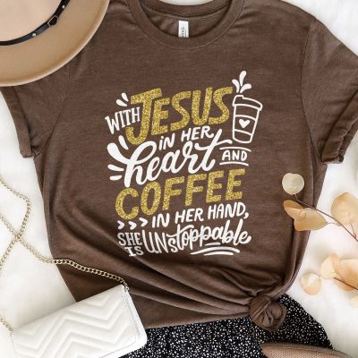 Jesus And Coffee Sparkle Unisex T-Shirt