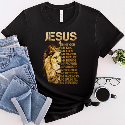 Jesus Is My God King My Lord My Savior Blue Lion Christian T-Shirt 2