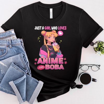 Just A Girl Who Loves Anime And Boba Tea Lover Girls Teen T-Shirt