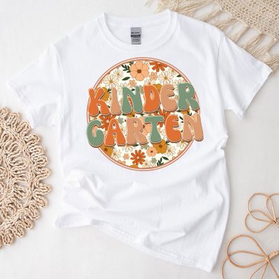 Kindergarten Teachers Kindergarten Leopard Retro Groovy Flowers T-Shirt