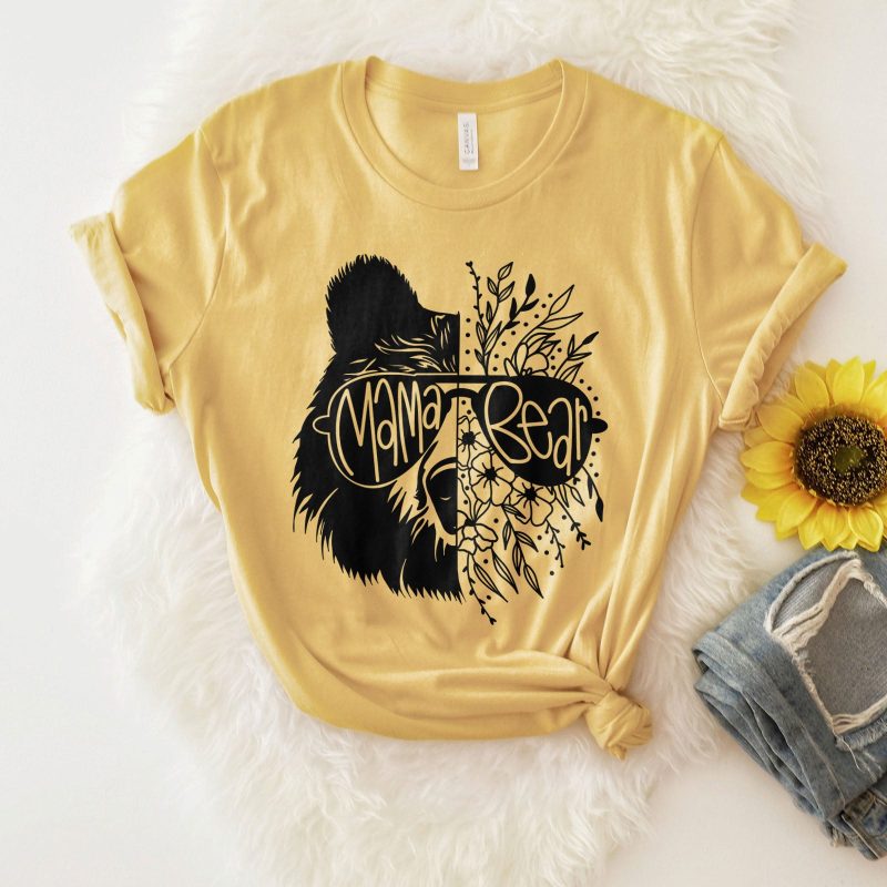 Mama Bear and Flowers Unisex T-Shirt