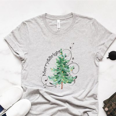 Merry and Bright Christmas Tree Unisex T-Shirt