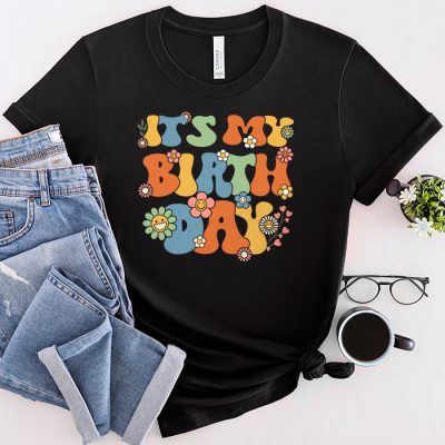 My Birthday Retro Groovy Birthday Women Teens Girls T-Shirt