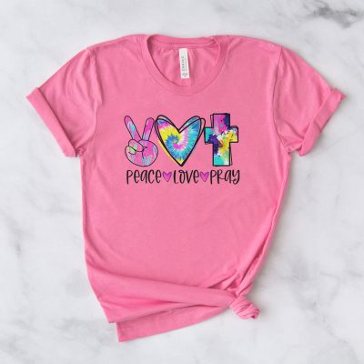 Peace Love Pray Colorful Unisex T-Shirt