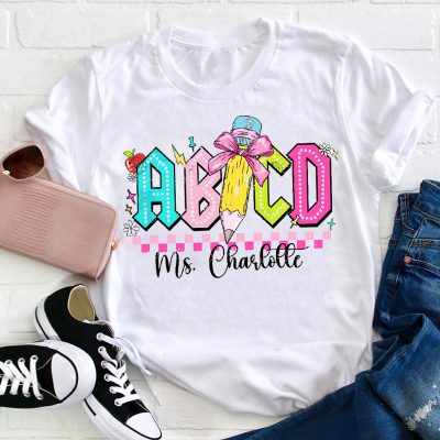 Personalized ABCD Teacher Name Teacher T-Shirt