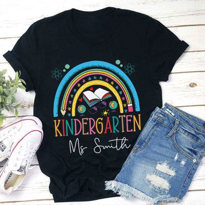 Personalized Colored Pencil Book Teacher T-Shirt