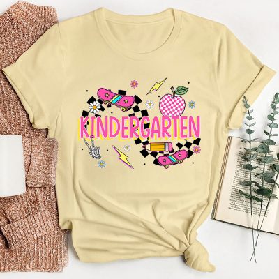 Personalized Grade Cute Skateboard Print Teacher T-Shirt