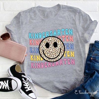 Personalized Leopard Print Smile Kindergarten T-Shirt