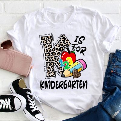 Personalized Leopard Printed Letter Is For Teacher T-Shirt