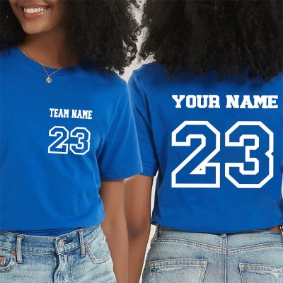 Personalized Name And Back Number Teacher Two Sided T-Shirt