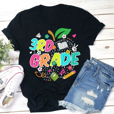 Personalized Neon Lights Apple Teacher T-Shirt