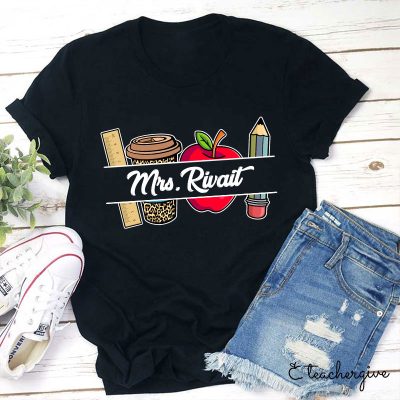 Personalized Pencil Ruler Teacher Name T-Shirt