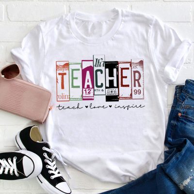 Personalized Retro License Plate Style Teacher T-Shirt