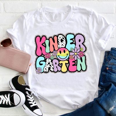 Personalized Round Bubble Colorful Letters Teacher T-Shirt