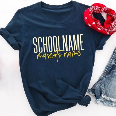 Personalized School Name And Simple Letter Design Teacher T-Shirt