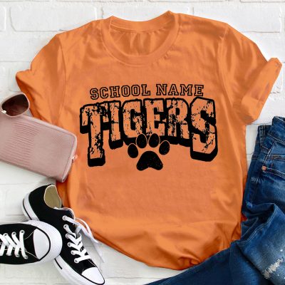 Personalized School Name Mascot And Paw Teacher T-Shirt