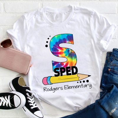 Personalized tie-dye Letters And Pencils Teacher T-Shirt