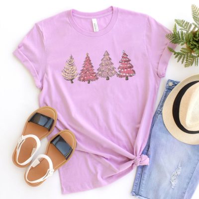 Pink Christmas Trees Unisex T-Shirt