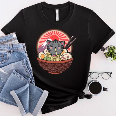 Ramen Cat Kawaii Anime Japanese Kawaii Neko T-Shirt 2