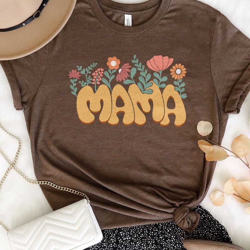 Retro Growing Flowers Mama Unisex T-Shirt