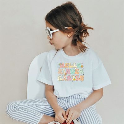 Retro Hello Kindergarten Crew Teacher Back To School Student T-Shirt