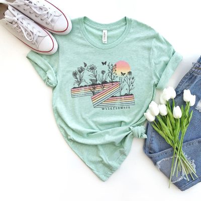 Retro Stripe Wildflowers Unisex T-Shirt