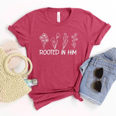 Rooted In Him Foral Unisex T-Shirt